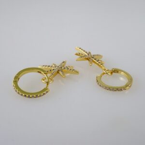 Women Earrings/ Aretes Dama/  Zircon Stone/  14k Real Color// E956