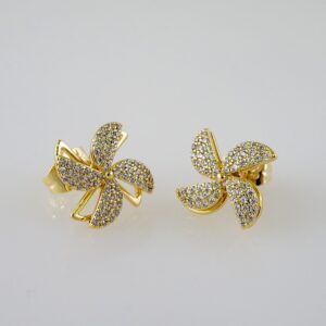 Women Earrings/ Aretes Dama/  Zircon Stone/  14k Real Color// E961