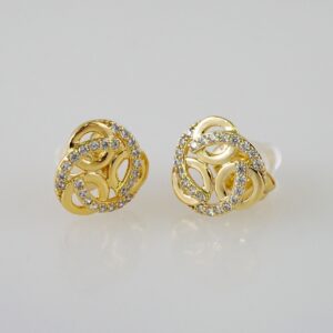 Women Earrings/ Aretes Dama/  Zircon Stone/  14k Real Color// E963