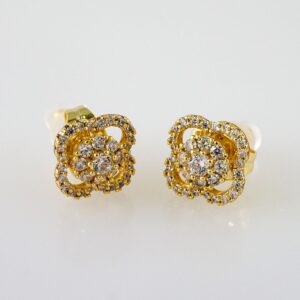 Women Earrings/ Aretes Dama/  Zircon Stone/  14k Real Color// E964