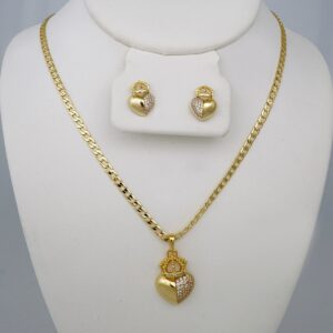 Cadenas & Colgantes & Earrings/ Chain W/Pendants /  14K Real Color/  Zircon Stone/  3mmx45// SET758