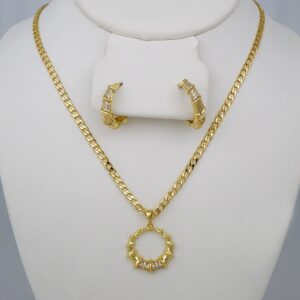 Cadenas & Colgantes & Earrings/ Chain W/Pendants /  14K Real Color/  Zircon Stone/  3mmx45// SET760