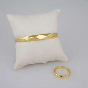 Women Bangles & Rings/ Pulsos Dama c/Anillo/ Plain/ 14K Real Color// P300