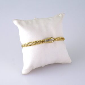 Womens Bangle  Pulso Dama  Zircon Stone  14K Real Color  Stainless Steel  P359