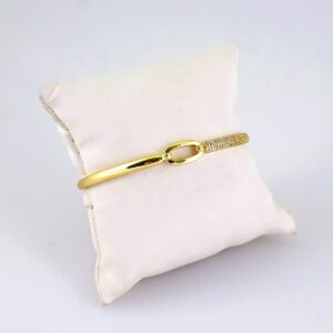 Womens Bangle  Pulso Dama  Zircon Stone  14K Real Color  Stainless Steel  P368