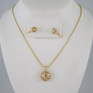 Cadenas & Colgantes & Earrings/ Chain W/Pendants /  14K Real Color/  Zircon Stone/  3mmx45cm// SET912