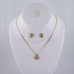 Cadenas & Colgantes & Earrings/ Chain W/Pendants /  14K Real Color/  Zircon Stone/  2mmx45cm// SET1068