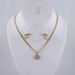 Cadenas & Colgantes & Earrings/ Chain W/Pendants /  14K Real Color/  Zircon Stone/  2mmx45cm// SET1071