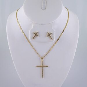 Cadenas & Colgantes & Earrings/ Chain W/Pendants /  14K Real Color/  Zircon Stone/  2mmx45cm// SET1072