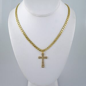 Cadenas & Colgantes/ Chain Men/Pendants/ Zircon Stone/ 14K Real Color/ 6mm x60cm// SET1088