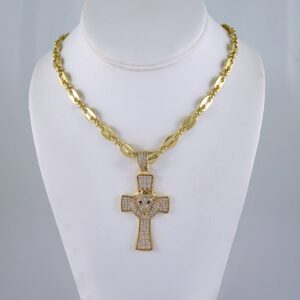 Cadenas & Colgantes/ Chain Men/Pendants/ Zircon Stone/ 14K Real Color/ 8mm x60cm// SET1162