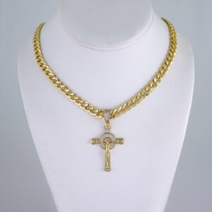 Cadenas & Colgantes/ Chain Men/Pendants/ Zircon Stone/ 14K Real Color/ 8mm x60cm// SET1174
