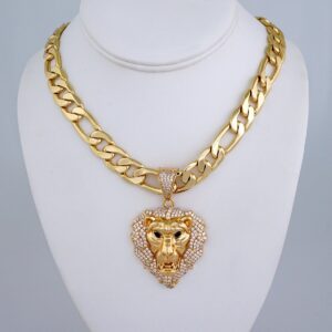 Cadenas & Colgantes/ Chain Men/Pendants/ Zircon Stone/ 14K Real Color/ 12mm x60cm// SET1200