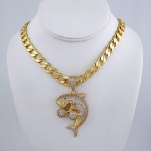 Cadenas & Colgantes/ Chain Men/Pendants/ Zircon Stone/ 14K Real Color/ 10mm x60cm// SET1201