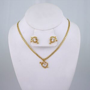 Cadenas & Colgantes & Earrings/ Chain W/Pendants / 14K Real Color/ Zircon Stone/ 3mmx45cm// SET1214