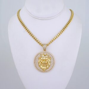 Cadenas & Colgantes/ Chain Men/Pendants/ Zircon Stone/ 14K Real Color/ 6mm x60cm// SET1230