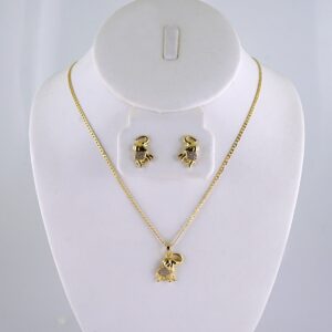 Cadenas & Colgantes & Earrings/ Chain W/Pendants / 14K Real Color/ Zircon Stone/ 2mmx45cm// SET1289