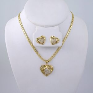 Cadenas & Colgantes & Earrings- Chain W Pendants-14K Real Color-Zircone Stone -Stainless Steel-4mmx45cm-SET1330