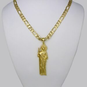 Cadenas & Colgantes/ Chain Men /14K Real Color/ Plain/ San Judas// SET209