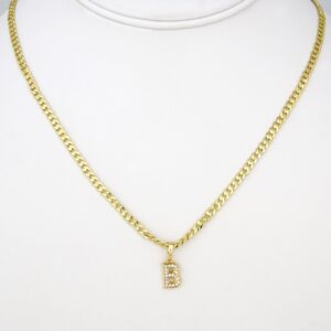 Cadenas & Colgantes/ Chain W/ Pendants 14K Real Color/ Zircon Stone/ 2mm X 45cm FREE SHIPPING OVER $50.00 DOLLAR PURCHASE///SET23