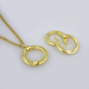Cadenas & Colgantes & Earrings/ Chain W/Pendants / 14K Real Color/ Plain// SET238