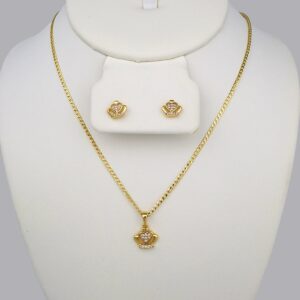 Cadenas & Colgantes & Earrings/ Chain W/Pendants /14K Real Color/Zircon Stone/ 2mmx45cm// SET344