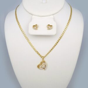 Cadenas & Colgantes & Earrings/ Chain W/Pendants /  14K Real Color/  Zircon Stone/  3mmx45cm// SET401