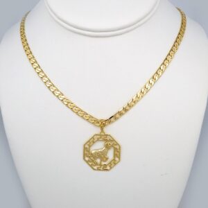 Cadenas & Colgantes/ Chain Men/Pendants/  14K Real Color/  Plain/  6mm x60cm/  Zodiac Sign// SET418