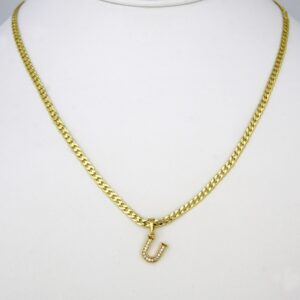 Cadenas & Colgantes/ Chain W/Pendants / 14K Real Color/ Zircon Stone/ 2mm X 45cm  FREE SHIPPING OVER $50.00 DOLLAR PURCHASE///SET42