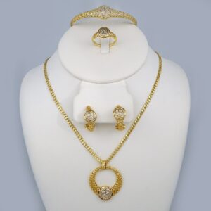 Cadenas & Colgantes & Aretes / Chain W & Pendants & Earrings/ 14K Real Color/ Zircon Stone/ 3mm x 45 cm//SET427