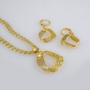 Cadenas & Colgantes & Earrings/ Chain W/Pendants /14K Real Color/Zircon Stone/ 6mmx45cm// SET442