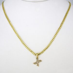 Cadenas & Colgantes/ Chain W/Pendants / 14K Real Color/ Zircon Stone/ 2mm X 45cm  FREE SHIPPING OVER $50.00 DOLLAR PURCHASE///SET45