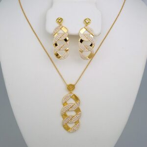 Cadenas & Colgantes & Earrings/ Chain W/Pendants /14K Real Color/Zircon Stone/ 2mmx45cm// SET513