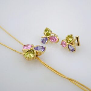 Cadenas & Colgantes & Earrings/ Chain W/Pendants /14K Real Color/Zircon Stone// SET519