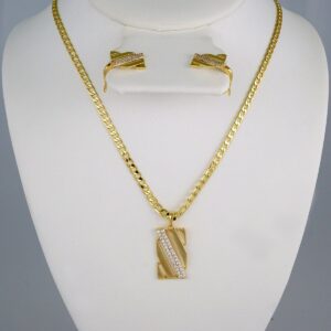 Cadenas & Colgantes & Earrings/ Chain W/Pendants / 14K Real Color/ Zircon Stone/ 3mmx45// SET623