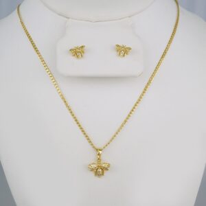 Cadenas & Colgantes & Earrings/ Chain W/Pendants /14K Real Color/Zircon Stone/ 2mmx45cm// SET640