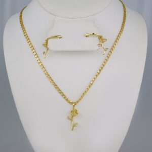 Cadenas & Colgantes & Earrings/ Chain W/Pendants / 14K Real Color/ Zircon Stone/ 3mmx45cm// SET641
