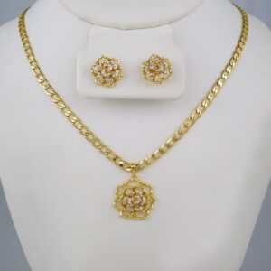 Cadenas & Colgantes & Earrings/ Chain W/Pendants /14K Real Color/Zircon Stone/ 4mm// SET601