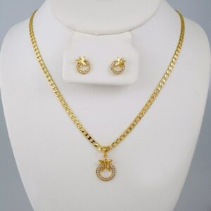 Cadenas & Colgantes & Earrings/ Chain W/Pendants /14K Real Color/Zircon Stone// SET615