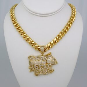 Cadenas & Colgantes/ Chain Men/Pendants/ 14K Real Color/Zircon Stone/ 12mm x60cm// SET653