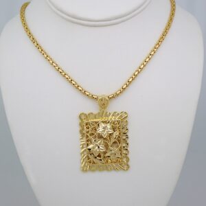 Gargantilla & Colgante / Choker W/ Pendants/ 14K Real Color/ Plain/ 4mm x 45cm// SET659