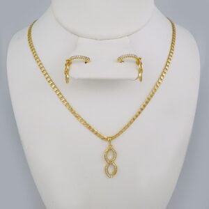 Cadenas & Colgantes & Earrings/ Chain W/Pendants /  14K Real Color/  Zircon Stone/  3mmx45// SET696