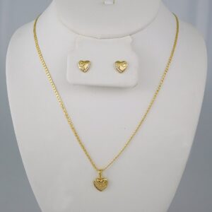 Cadenas & Colgantes & Earrings/ Chain W/Pendants /  14K Real Color/  Zircon Stone/  2mmx45// SET734