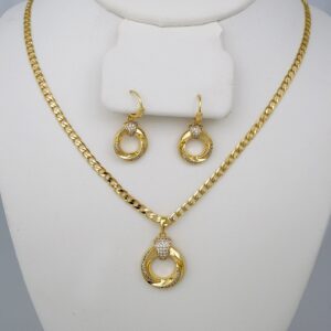 Cadenas & Colgantes & Earrings/ Chain W/Pendants /  14K Real Color/  Zircon Stone/  3mmx45// SET763