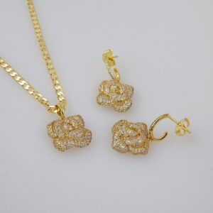 Cadenas & Colgantes & Earrings/ Chain W/Pendants /14K Real Color/ Zircon Stone/ 3mmx45cm// SET823