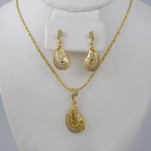 Cadenas & Colgantes & Earrings/ Chain W/Pendants /  14K Real Color/  Zircon Stone/  3mmx45cm//SET824