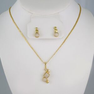 Cadenas & Colgantes & Earrings/ Chain W/Pendants /  14K Real Color/  Zircon Stone/  2mmx45cm// SET842
