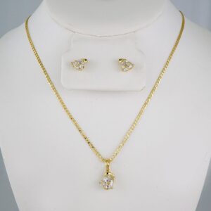 Cadenas & Colgantes & Earrings/ Chain W/Pendants /  14K Real Color/  Zircon Stone/  2mmx45cm// SET843