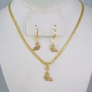Cadenas & Colgantes & Earrings/ Chain W/Pendants /  14K Real Color/  Plain/  3mmx45cm// SET847