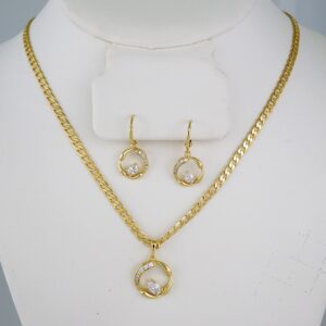 Cadenas & Colgantes & Earrings/ Chain W/Pendants /  14K Real Color/  Zircon Stone/  3mmx45cm// SET850